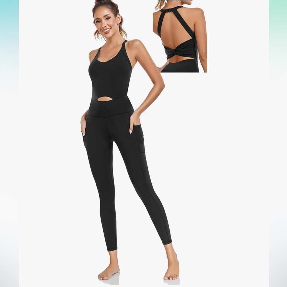 Black Sleeveless Cutout workout Jumpsuit